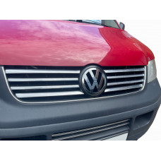 Хромированные накладки на решетку (8 полос, нержавейка) Carmos - Турецкая Нержавеющая Сталь для Volkswagen T5 Transporter 2003-2010 гг