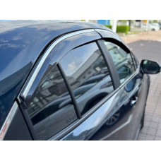 Ветровики с хромированным молдингом (4 шт., Sunplex Chrome) для Toyota Corolla 2019- гг