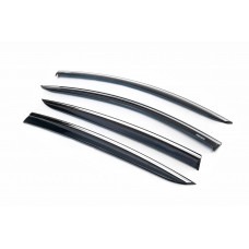 Ветровики с хромированным молдингом HB/SD (4 шт, Niken) для Ford Focus IV 2018- гг