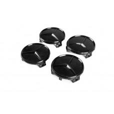 Ковпачки на диски 71/74 мм без кільця (4 шт, чорний глянець) для Mercedes