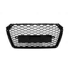 Передняя решетка RS-Style Quattro (без логотипа, 2016-2019, черная) для Ауди A4 B9