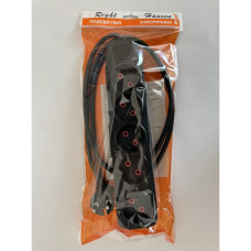 Удлинитель RIGHT HAUSEN 5 разъемов/3 м ЧЕРНЫЙ