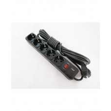 Фильтр компьютерный КРЕТ черный 4,5 м, 5 розеток USB