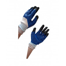 Перчатки покрытые синим нитрилом, усиленные черные пальцы
