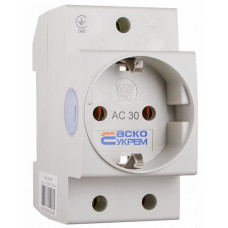 Розетка с заземлением АС 30 2Р+РЕ АСКО
