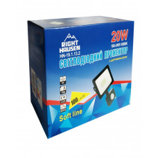 Прожектор RIGHT HAUSEN SOFT LED 20W 6500K IP65 чорний з датчиком руху HN-191132