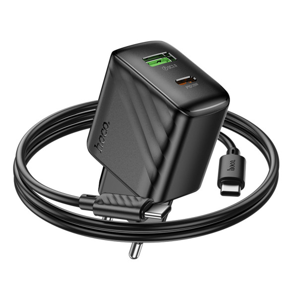 Мережевий зарядний пристрій HOCO CS25A Rico PD20W+QC3.0 charger set(C to C) Black