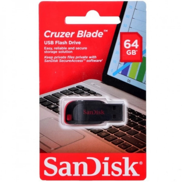 Флеш-накопичувач SanDisk USB 2.0 Cruzer Blade 64Gb Black/Red