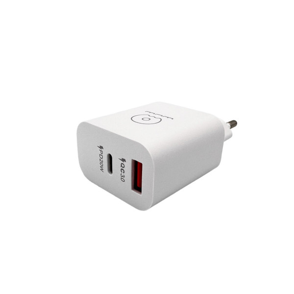 Мережевий зарядний пристрій WUW-C172 20W PD USB-C + USB QC3.0 18W white