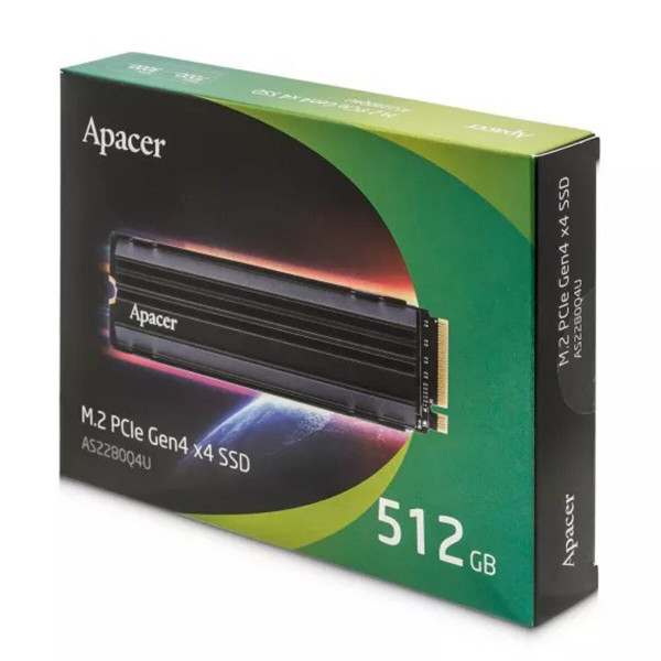Накопичувач SSD M.2 Apacer AS2280Q4U 512GB 2280 PCIe 4.0x4 NVMe 3D Nand Read/Write: 7000/3000 MB/sec