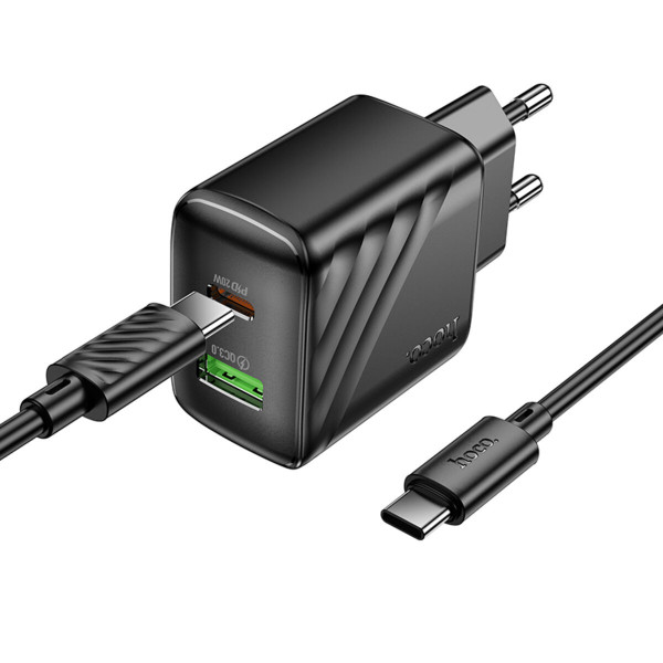 Мережевий зарядний пристрій HOCO CS25A Rico PD20W+QC3.0 charger set(C to C) Black
