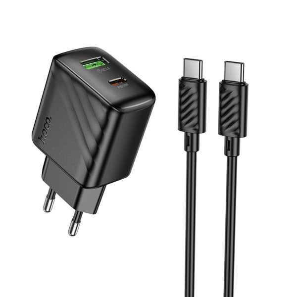 Мережевий зарядний пристрій HOCO CS25A Rico PD20W+QC3.0 charger set(C to C) Black