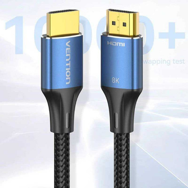 Кабель Vention Cotton Braided HDMI-A Male to Male HD v2.1 Cable 8K 5M Blue Aluminum Alloy Type (ALGLJ)