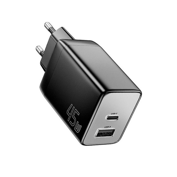 Мережевий зарядний пристрій ESSAGER ECT45W Gan 1USB 1T-C 45W black