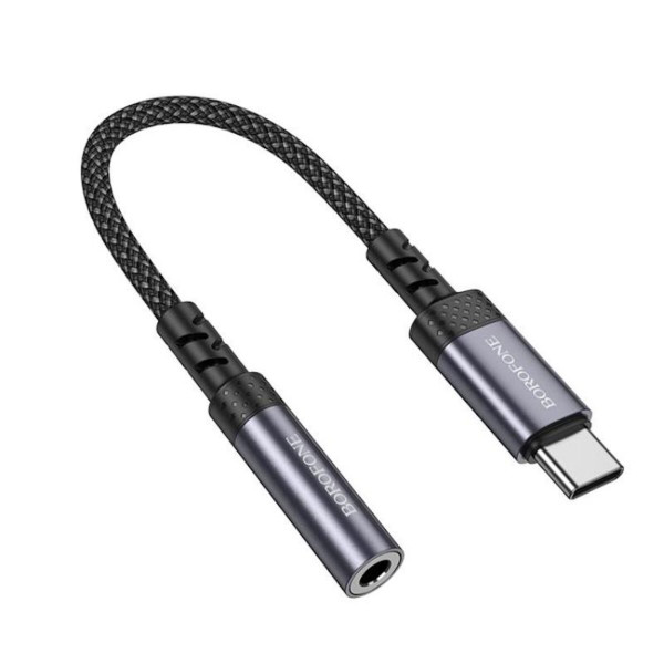 Перехідник BOROFONE BV24 Graceful digital audio converter cable Type-C to 3.5mm Metal Grey