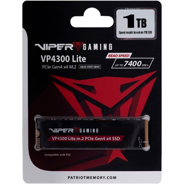 Накопичувач SSD M.2 Patriot Viper VP4300 Lite 1TB NVMe 2.0 2280 PCIe Gen4 x4 6400/7400 3D TLC