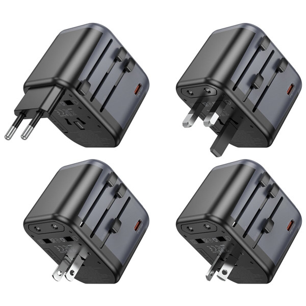 Мережевий зарядний пристрій BOROFONE BAC13 Leader 3-port PD20W(1C2A) universal conversion charger Black