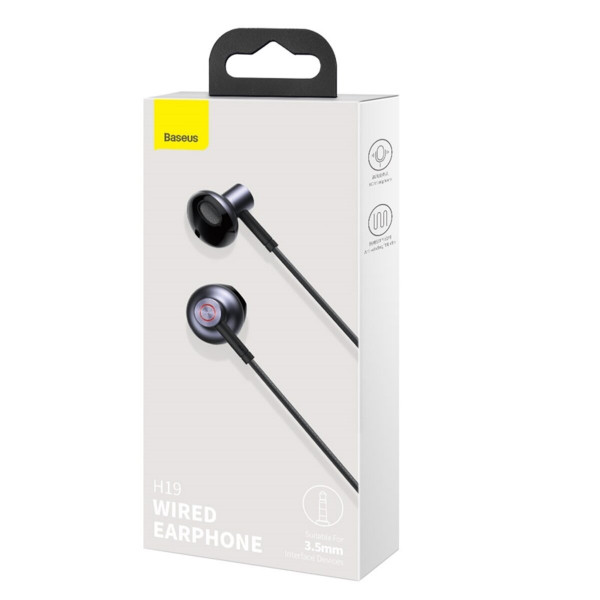 Навушники Baseus Encok 3.5mm Wired Earphone H19 Black