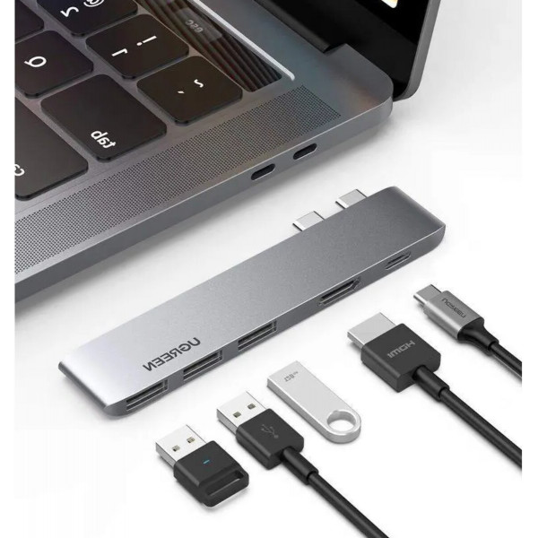 USB-Хаб UGREEN CM251 Dual USB-C To HDMI+3*USB 3.0 A+Type C Female Converter