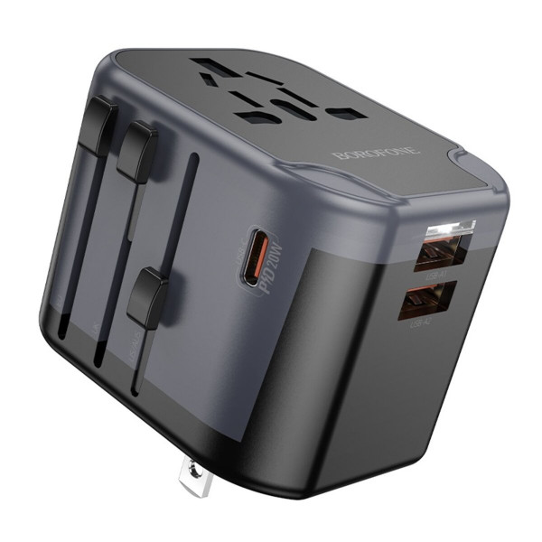 Мережевий зарядний пристрій BOROFONE BAC13 Leader 3-port PD20W(1C2A) universal conversion charger Black
