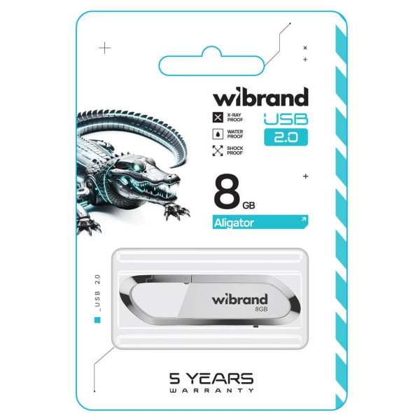Флеш-накопичувач Wibrand USB 2.0 Aligator 8Gb White