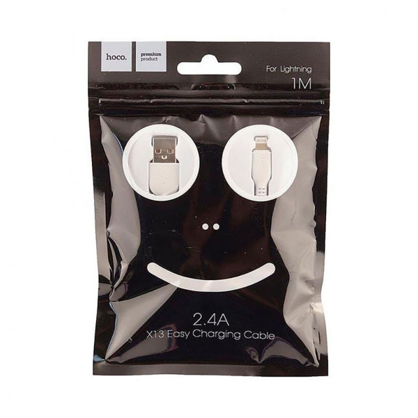 Кабель HOCO X13 USB to iP 2.4A, 1m, PVC, PVC connectors, White