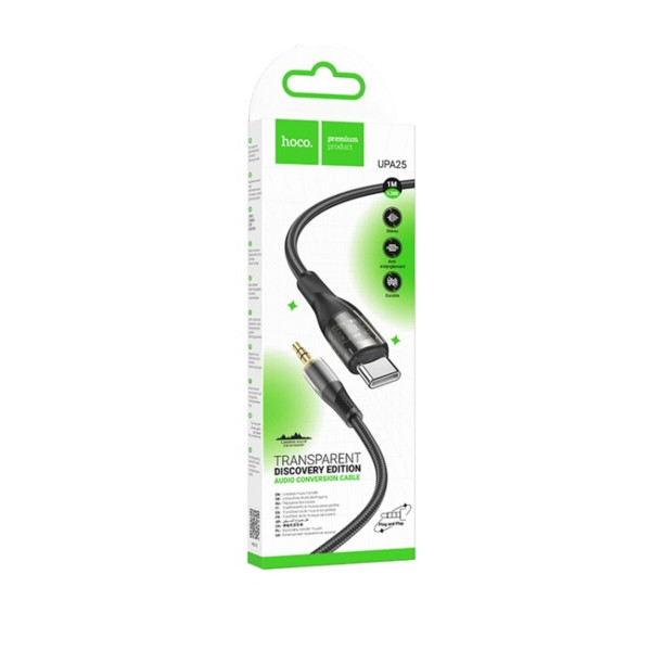Аудіокабель HOCO UPA25 Transparent Discovery Edition Digital audio conversion cable Type-C Black
