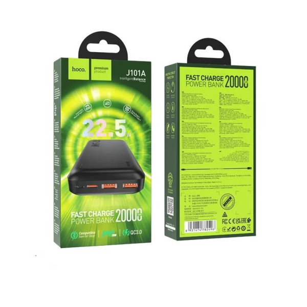 Зовнішній акумулятор HOCO J101A Astute 22.5W fully compatible power bank 20000mAh Black