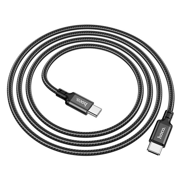 Кабель HOCO X14 Type-C to Type-C 60W, 1m, nylon, aluminum connectors, Black