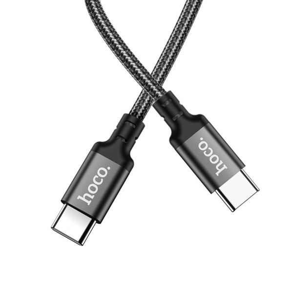 Кабель HOCO X14 Type-C to Type-C 60W, 1m, nylon, aluminum connectors, Black