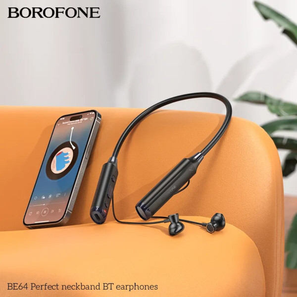 Бездротові навушники BOROFONE BE64 Perfect neckband BT earphones Black