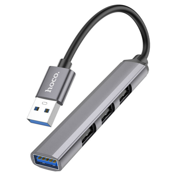 USB-хаб HOCO HB26 4 in 1 adapter(USB to USB3.0+USB2.0*3) Metal Gray