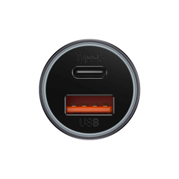 Автомобільний зарядний пристрій Baseus Golden Contactor Max Dual Fast Charger Car Charger U+C 60W Dark Gray
