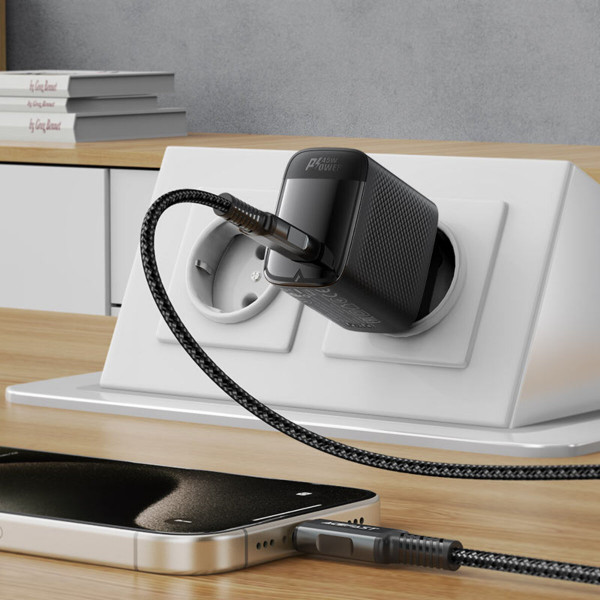 Мережевий зарядний пристрій ACEFAST A112 PD45W GaN single USB-C charger (EU) Black