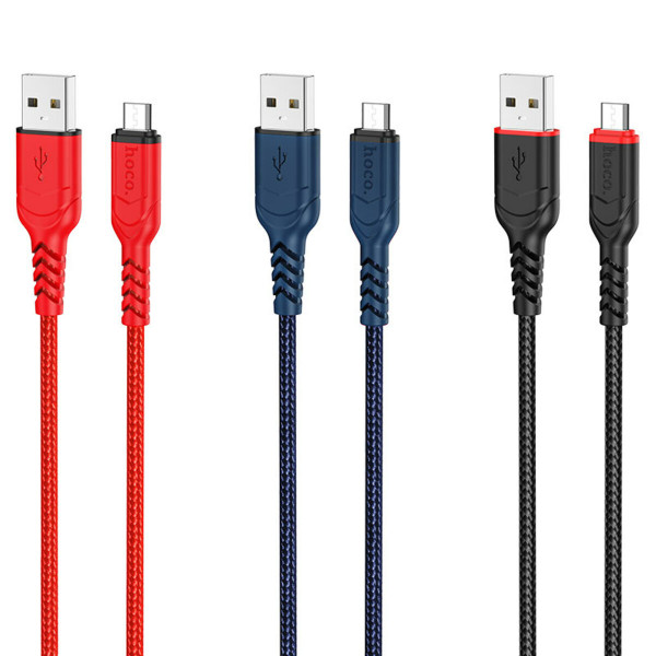 Кабель HOCO X59 USB to Micro 2.4A, 1m, nylon, TPE connectors, Black