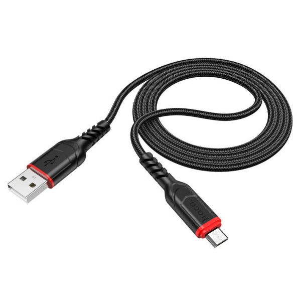 Кабель HOCO X59 USB to Micro 2.4A, 1m, nylon, TPE connectors, Black