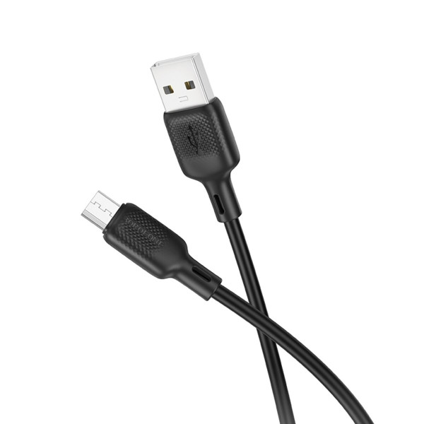 Кабель BOROFONE BX113 Lenny silicone charging data cable Micro(L=3M) Black