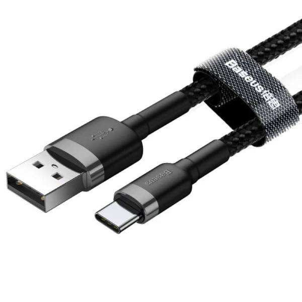 Кабель Baseus Cafule Cable USB For Type-C 3A 0.5m Gray+Black