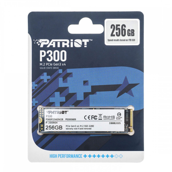 Накопичувач SSD M.2 Patriot P300 256GB NVMe 2280 PCIe 3.0 3D TLC