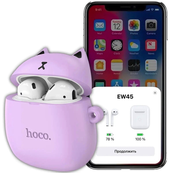 Бездротові навушники HOCO EW45 True wireless stereo headset Lilac Cat