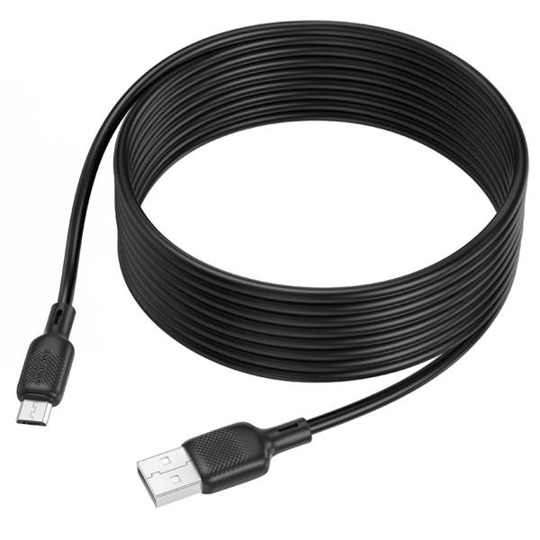 Кабель BOROFONE BX113 Lenny silicone charging data cable Micro(L=3M) Black