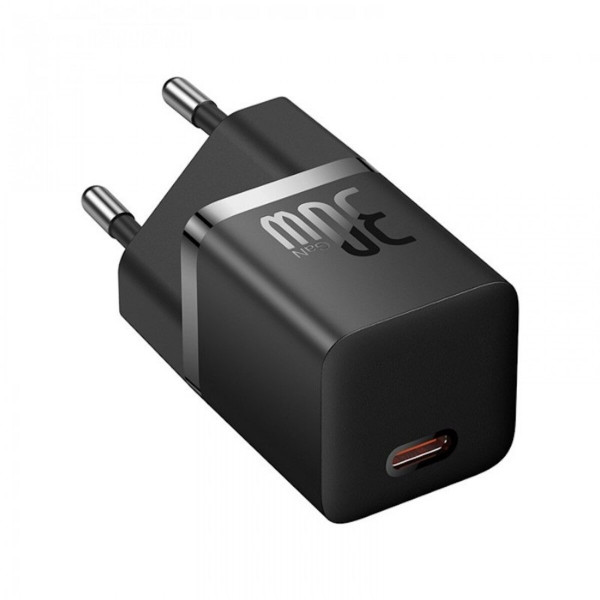 Мережевий зарядний пристрій Baseus GaN5 Fast Charger(mini) 1C 30W EU Cluster Black(With: Baseus Dynamic 3 Series Fast Charging Data Cable Type-C to Ty