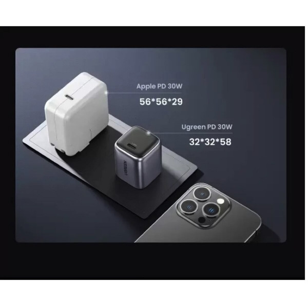 Мережевий зарядний пристрій UGREEN CD319 USB-C GaN Fast Charger 30W EU (Space Gray)(UGR-90666)