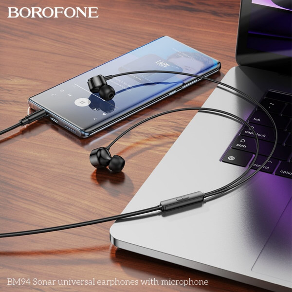 Навушники BOROFONE BM94 Sonar universal earphones with microphone Black