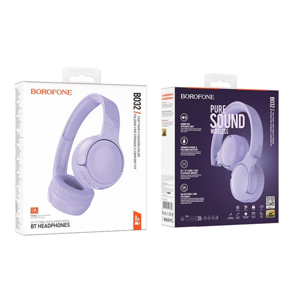 Бездротові навушники BOROFONE BO32 Show BT headphones Purple