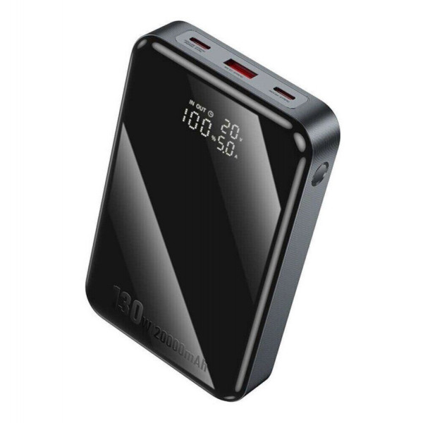 Зовнішній акумулятор HOCO Q30A Fast charge 130W power bank(20000mAh) Metal Gray