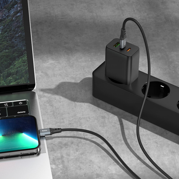 Кабель Hoco X86 iP Spear PD silicone charging data cable Black