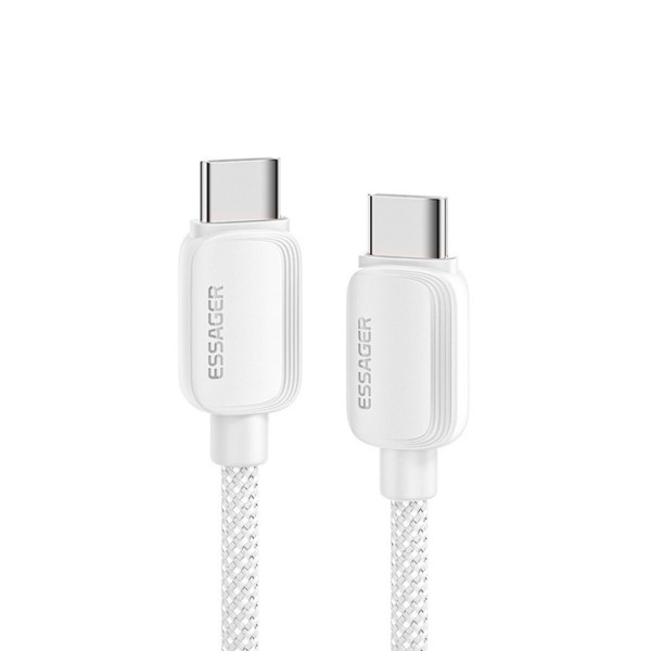 Кабель ESSAGER Waves Type-C to Type-C 100W 1m white