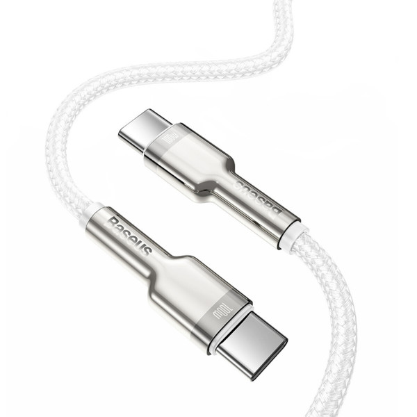 Кабель Baseus Cafule Series Metal Data Cable Type-C to Type-C 100W 1m White
