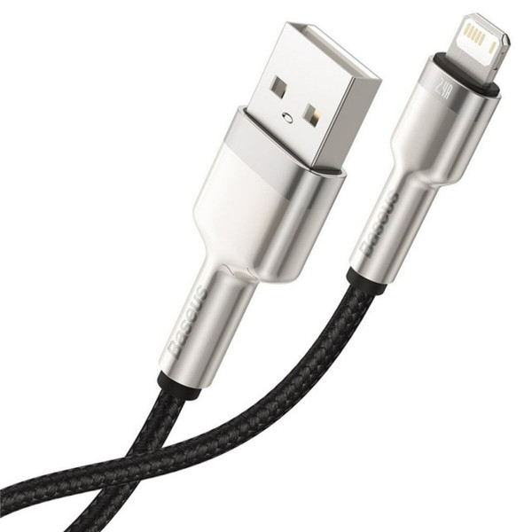 Кабель Baseus Cafule Series Metal Data Cable USB to IP 2.4A 0.25m Black